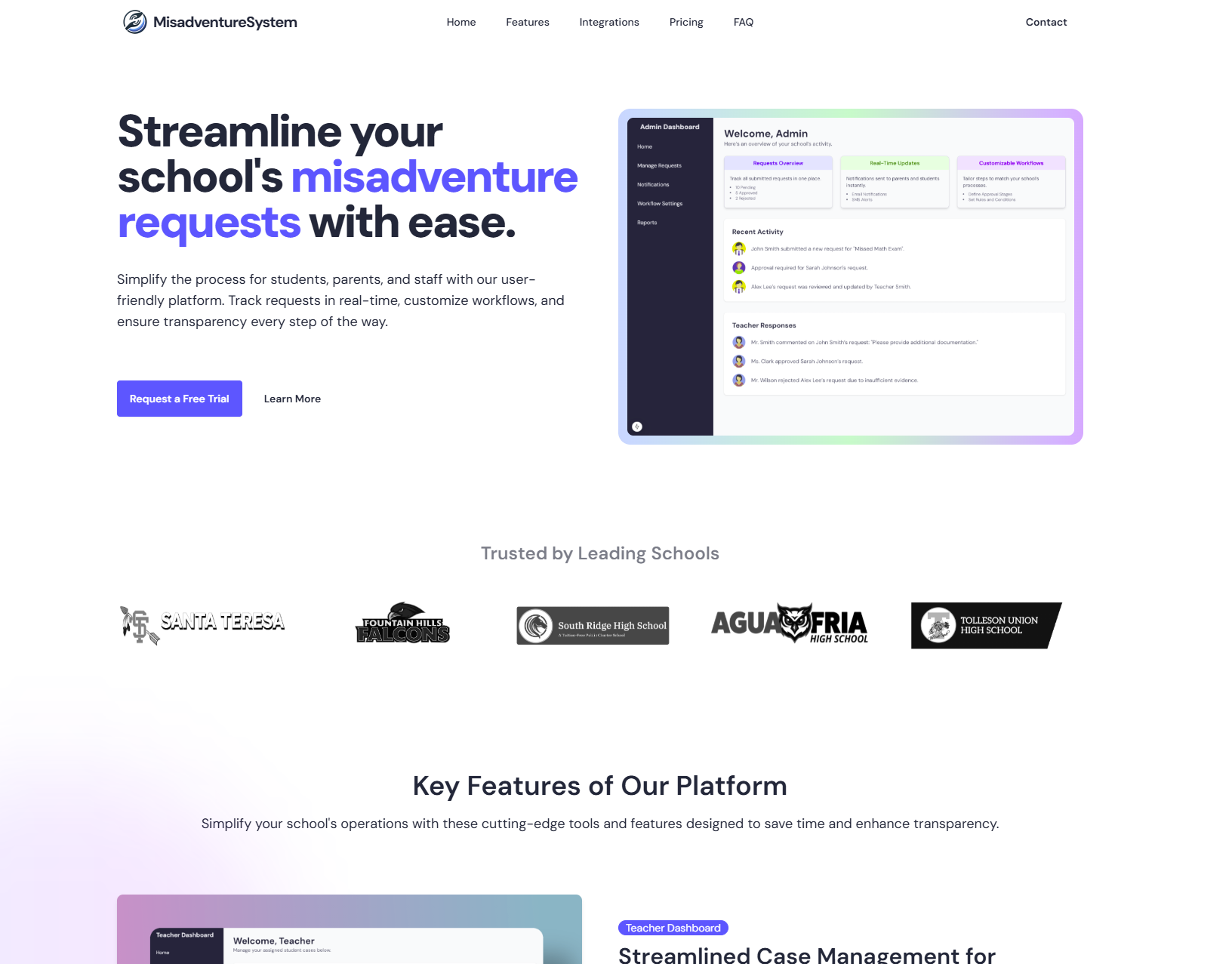Misadventure System Homepage