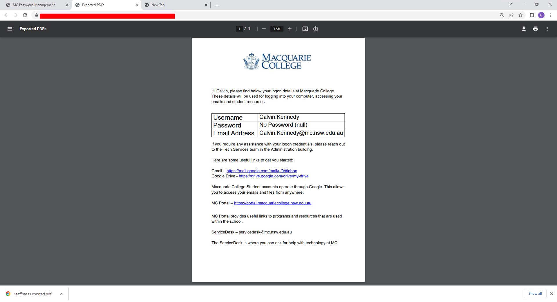 PDF Welcome Letter Export